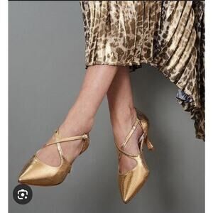 Sole Bliss Cecilia Gold Snake Leather Heels Womens Sz 11 US 42 New NIB $315